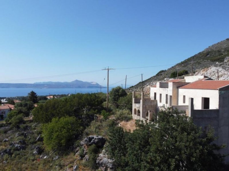 Drapanos Kreta, Drapanos: Rohbau mit Panoramablick auf das Meer und die Berge zu verkaufen Haus kaufen